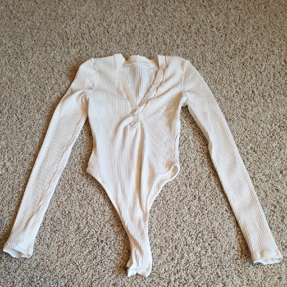 White Ribbed Womans One Piece